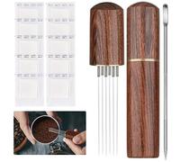 Wdt Tool Espresso Accesorios Barista Café Portafiltros, Aguja Espresso Distributor, Distribuidor de café, Distribuidor de café, 6 agujas de café, con aguja de latte y filtro de café de pestaña (marrón