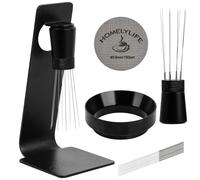 WDT Tool Pantalla de disco de espresso, kit de accesorios de espresso de 53 mm - Juego de pantalla de disco de 150 μm, agitador de distribución de café de 8 agujas, embudo dosificador para barista