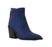 WDUDSUDUW Botines Vestidos de Cuero con Puntera Puntiaguda para Mujer, Botas Chelsea antideslizantes con Tacón Bloque Apilado con Cremallera Espalda, azul, 39 EU