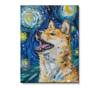 WDUDSUDUW Shiba Inu - Cachorro y gatito pintado a spray, pintura al óleo, apto para salón, comedor y decoración del dormitorio, Shiba Inu, 30 x 40 cm