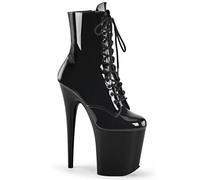WDUDSUDUW Tacones Altos Sexy para Mujer, Botas Bajas de Tacón Aguja Plataforma De 20 Cm, Zapatos De Pole Dance de Cuero Brillante, Negro , 37 EU