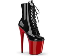 WDUDSUDUW Zapatos de tacón alto sexy para mujer, 20 cm, plataforma de aguja, brillante Pole Dance Zapatos de Cuero, Negro y rojo., 38 EU
