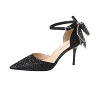 WDUDSUDUW Zapatos elegantes de tacón alto con diamantes de imitación y diamantes de imitación para mujer, 6,5 cm/8,5 cm, para boda, sexy, para fiestas, bailes de graduación, Negro 2 56, 38.5 EU