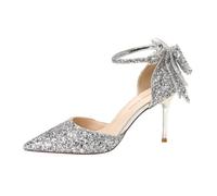 WDUDSUDUW Zapatos elegantes de tacón alto con diamantes de imitación y diamantes de imitación para mujer, 6,5 cm/8,5 cm, para boda, sexy, para fiestas, bailes de graduación, Plata 3 35, 38.5 EU