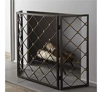 WDWDW Protector de Chimenea de 3 Paneles con Doble Barra - Malla Plegable de Seguridad para bebés, forjada Maciza, Color Negro, Ancho 132 cm