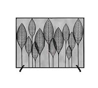 WDWDW Rejilla de protección contra Incendios de 98 x 80 cm, Marco de Hierro Forjado Macizo con Puertas de Malla metálica, Panel único con Llama de Chispa, Color Negro