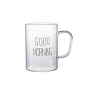 WDWDW Taza de Cristal para la mañana, café, Leche, Desayuno, Taza con asa, Transparente, Regalo para el hogar para Mujeres