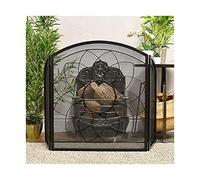 WDWDW Valla para Chimenea de Acero Forjado Macizo Fire Guard, Color Negro, Plegable de 3 Paneles, para bebés, con Cubierta de Malla metálica