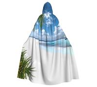 WDXQHY Beaches in the Maldives - Capa con capucha para Halloween, estampado completo, capa de poliéster para fiestas de cosplay, bailes de máscaras, cómics, tela ligera y cómoda que no pica con cierre