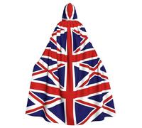 WDXQHY Capa con capucha de la bandera del Reino Unido para Halloween, estampado completo, capa de poliéster para fiestas de cosplay, bailes de máscaras, cómics, cons, ligera, cómoda, sin picazón, con