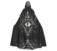WDXQHY Capa de poliéster con capucha y patrón de ojo de diamante para Halloween, para fiestas de cosplay, bailes de máscaras, cómics, cons, ligera, cómoda, sin picazón, con cierre de corbata