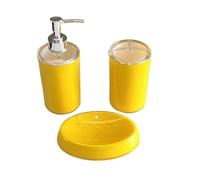 WDXQHY Juego jabonera y portacepillos 3 unids/Set Accesorios de baño de plástico dispensador de jabón Soporte for Cepillo de Dientes Caja de jabón for baño(Yellow)