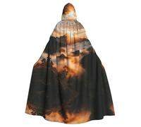 WDXQHY Sea of Clouds - Capa con capucha de Halloween con estampado completo de poliéster para fiestas de cosplay, bailes de máscaras, cómics, tela ligera y cómoda que no pica con cierre de corbata