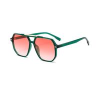 WDZAYXC Gafas de sol cuadradas de gran tamaño para hombres y mujeres, gafas de sol de los años 70, protección UV400, gafas de sol de moda con marco de puente doble, Verde/Degradado Rojo, Übergroß