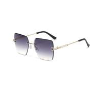 WDZAYXC Gafas de sol cuadradas sin montura para mujer y hombre, lentes de color degradado de moda, marco de metal dorado y templo negro, protección UV gafas de moda, Gradient Gradient