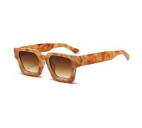WDZAYXC Gafas de sol rectangulares vintage para hombre y mujer, estilo retro, protección UV400, Amarillo Leopardo/Tea