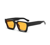 WDZAYXC Gafas de sol rectangulares vintage para hombre y mujer, estilo retro, protección UV400, negro / naranja