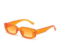 WDZAYXC Gafas de sol rectangulares vintage para hombre y mujer, gafas de sol de moda retro con montura cuadrada, gafas con protección UV400, naranja, Einheitsgröße
