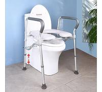 WDZDMYL Asiento de Inodoro Elevado Ajustable con Asas, Acolchado para Mayor Comodidad, Seguro con Abrazaderas de presión, Ideal para Personas Mayores, Personas con Dolor de Cadera y Rodilla