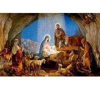 WDZFF Rompecabezas 1000 Piezas - The Birth of Jesus Art Oil Painting - Juegos De Memoria Y Cognición para Personas Mayores - Juguetes De Desafío para La Diversión Familiar - Kx426Zs