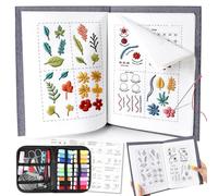 WDZGX Libro de Puntadas de Bordado Embroidery Stitch Book Kit Principiantes con Patrones & Herramientas de Costura para Principiantes Adultos Amantes de las Manualidades (Set C-1)