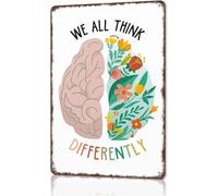 We All Think Differently Mental Health Aluminum Wall Sign 8 X 12 in