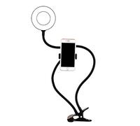WE - Anillo Luminoso LED con Soporte para teléfono Universal y Pinza de Enganche. 3 Modos de Color y 10 Modos de Brillo. Brazos Flexibles. Conexión a través del Puerto USB.