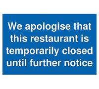 We apologise that this Restaurant is temporarily close to more note Sign - Vinilo adhesivo