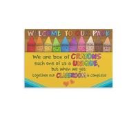 We Are A Box Of Crayons Poster, Welcome To Our Pack Diversity Classroom Rules, Back to School Teacher Gift Wall Art(Framed,16x24inch(40x60cm))