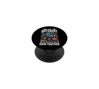 We Are All Different But In This School We All Swim Together PopSockets PopGrip Adhesivo