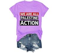 We are All Palestine Action - Camiseta unisex, morado claro, XL
