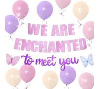 We Are Enchanted to Meet You - Guirnalda de globos de mariposa para encantado para conocerte con temática de baby shower, revelación de género, suministros de decoración de fiesta