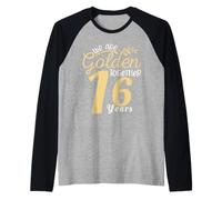 We Are Golden Together 16 Years Wedding Anniversary His Her Camiseta Manga Raglan