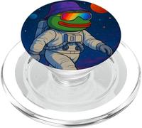We are Here, Cool Green Frog Astronaut Illustration Graphic PopSockets PopGrip para MagSafe