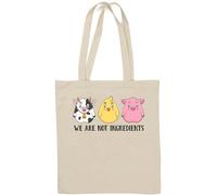 We are Not Ingredients Cute Cow Pig and Chicken - Bolsa de algodón natural, color blanco