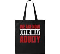 We are Now Official Adult Graduation - Bolsa de algodón ecológico natural con gráficos divertidos, color negro, Black, Talla única