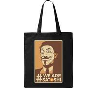 We are Satoshi Nakamoto Bitcoin Anonymous Guy Fawkes Bolso tote de algodón ecológico natural, negro, talla única, negro, talla única, Negro , Talla única