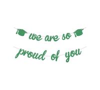 We are So Proud of You Banner Green Glitter - No DIY - Class of 2022 Graduation Banner for High School College - Congrats Grad 2022 Graduation Party D