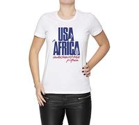 We Are The World Mujer Camiseta Cuello Redondo Blanco Manga Corta Tamaño XL Women's White T-Shirt X-Large Size XL
