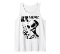 We Arrived Funny Alien Peace Sign Sci-Fi Humor Apparel Camiseta sin Mangas
