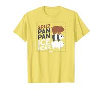 We Bare Bears Grizz Pan Pan Ice Bear Camiseta, Hombre, Limón, 3XL