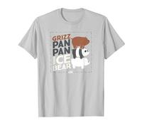 We Bare Bears Grizz Pan Pan Ice Bear Camiseta, Hombre, Plata, 3XL