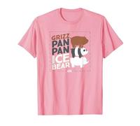 We Bare Bears Grizz Pan Pan Ice Bear Camiseta, Hombre, Rosado, M