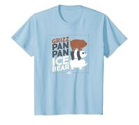 We Bare Bears Grizz Pan Pan Ice Bear Camiseta, Niños, Azul Bebé, 10 años
