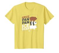 We Bare Bears Grizz Pan Pan Ice Bear Camiseta, Niños, Limón, 2 años