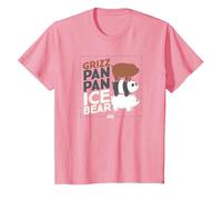 We Bare Bears Grizz Pan Pan Ice Bear Camiseta, Niños, Rosado, 8 años