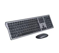 WE Bundle - Ratón inalámbrico con conexión BT y conexión de 2,4 GHz, aspecto de aluminio, conexión multidispositivo (hasta 3 dispositivos), 12 teclas multimedia, baterías incluidas