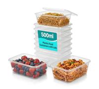 We Can Source It Ltd - 50 recipientes de plástico de 500 ml aptos para microondas y congelador con tapas, sin BPA, reutilizable, contenedor de preparación de comidas para llevar, cajas de