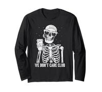We Don't Care Club Funny Skeleton Coffee Design Manga Larga