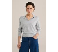 WE Fashion Knitted Pullover Light Grey Talla: L | Sudaderas con Capucha Outlet | Mujer | Gris